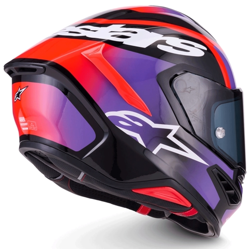 Alpinestars S-R7 Lumen slēgta motocikla ķivere melna-violeta-fluorescenta sarkana-balta