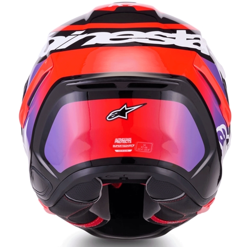 Alpinestars S-R7 Lumen slēgta motocikla ķivere melna-violeta-fluorescenta sarkana-balta