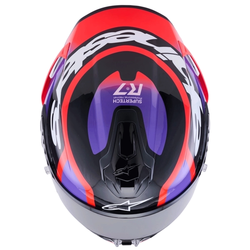 Alpinestars S-R7 Lumen slēgta motocikla ķivere melna-violeta-fluorescenta sarkana-balta