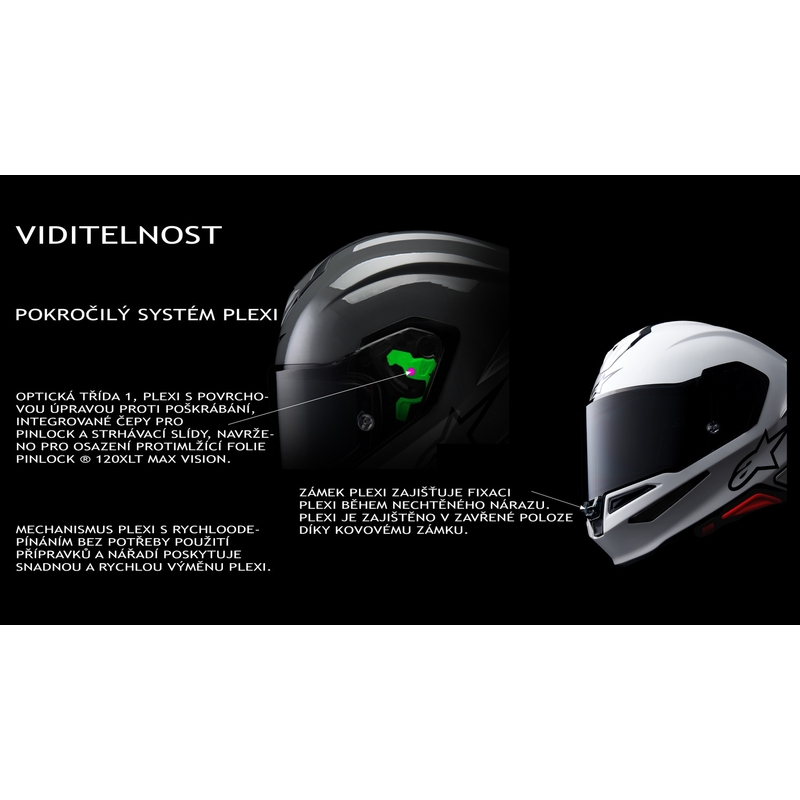 Alpinestars S-R7 Lumen slēgta motocikla ķivere sudrabaini melna-rozā-fluorētiski dzeltena