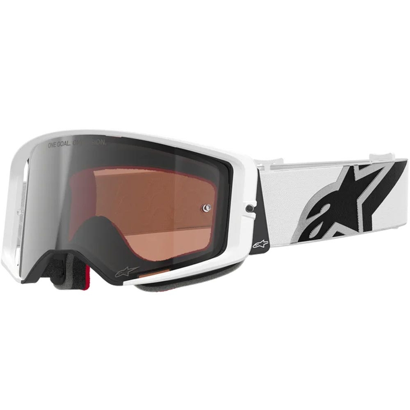 Alpinestars Supertech Corp motokrosa brilles, balti pelēkas ar sarkanu pleksiglasu