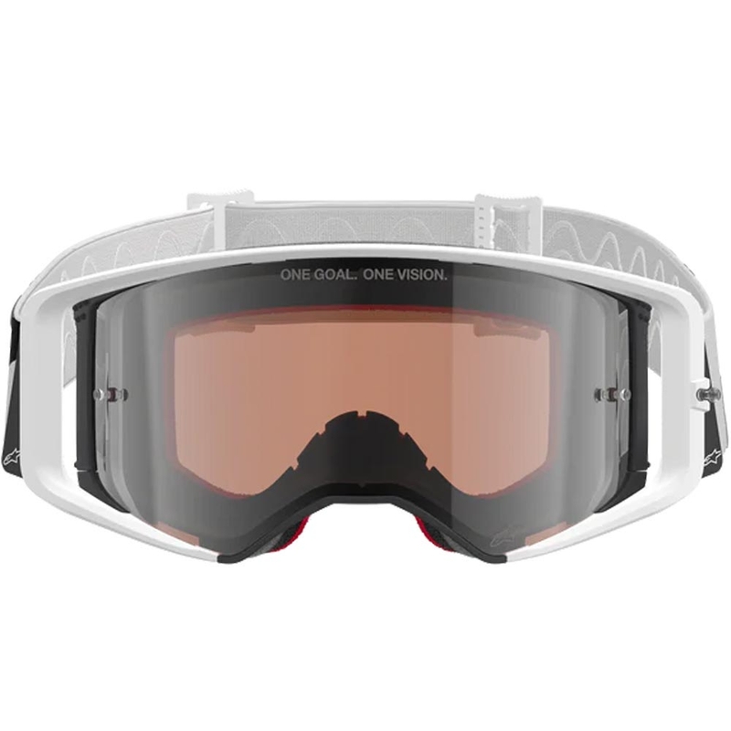 Alpinestars Supertech Corp motokrosa brilles, balti pelēkas ar sarkanu pleksiglasu