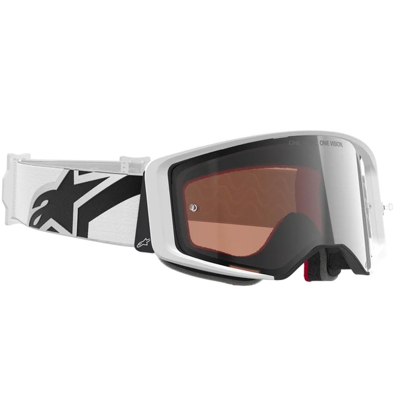 Alpinestars Supertech Corp motokrosa brilles, balti pelēkas ar sarkanu pleksiglasu