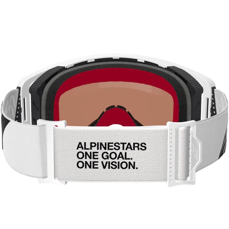 Alpinestars Supertech Corp motokrosa brilles, balti pelēkas ar sarkanu pleksiglasu