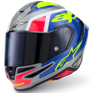 Alpinestars S-R7 Lumen slēgta motocikla ķivere sudrabaini melna-rozā-fluorētiski dzeltena