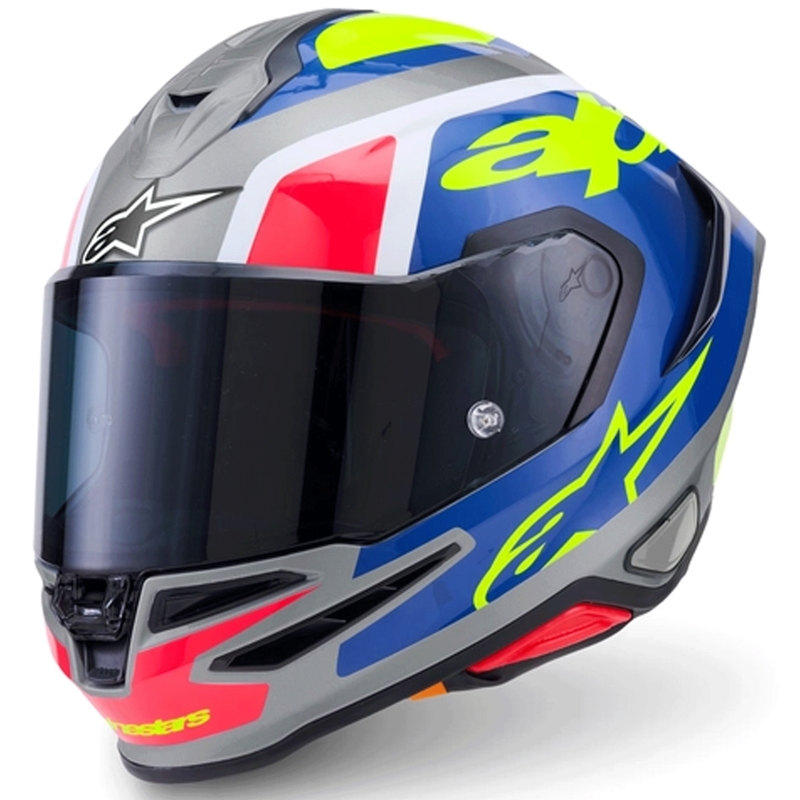 Alpinestars S-R7 Lumen slēgta motocikla ķivere sudrabaini melna-rozā-fluorētiski dzeltena