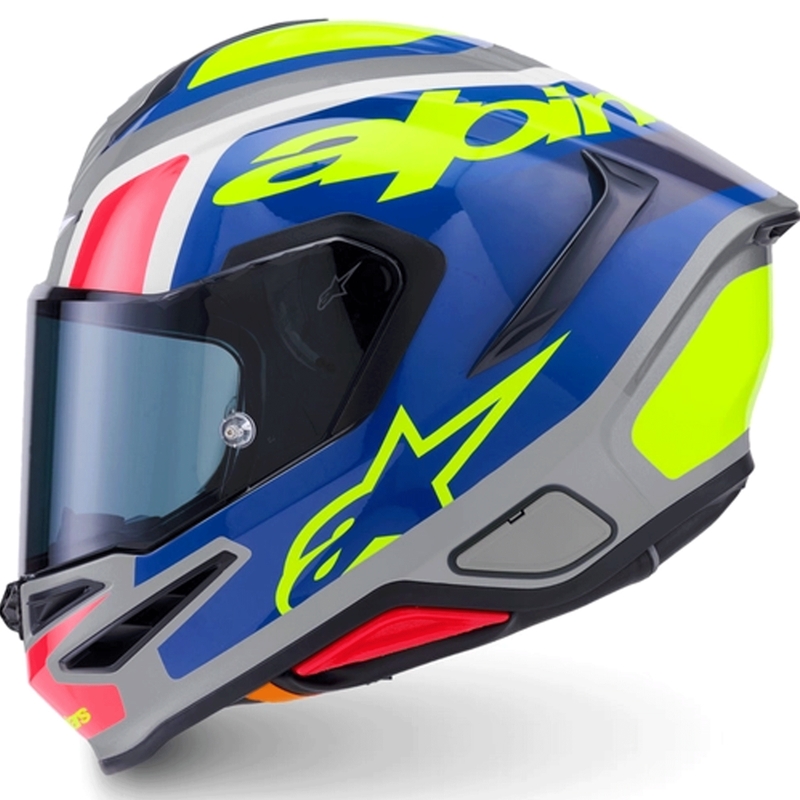 Alpinestars S-R7 Lumen slēgta motocikla ķivere sudrabaini melna-rozā-fluorētiski dzeltena