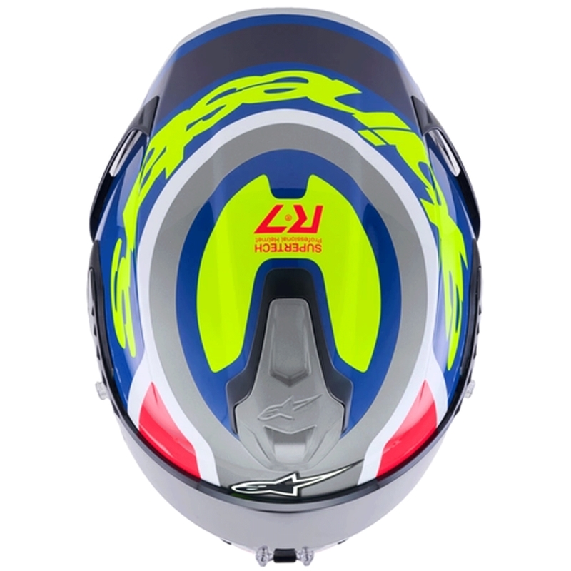 Alpinestars S-R7 Lumen slēgta motocikla ķivere sudrabaini melna-rozā-fluorētiski dzeltena