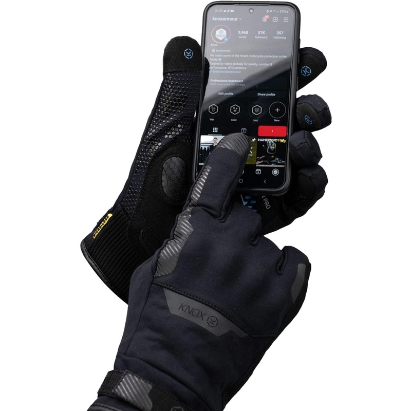 Knox Action PRO ūdensnecaurlaidīgi motocikla cimdi, melni