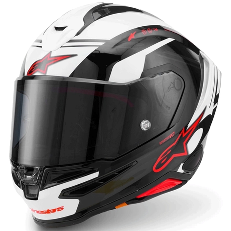 Alpinestars S-R7 A-Core pilna sejas motocikla ķivere melna-balta-sarkana