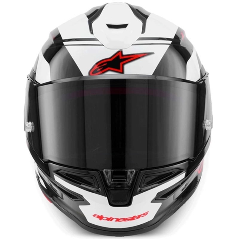 Alpinestars S-R7 A-Core pilna sejas motocikla ķivere melna-balta-sarkana
