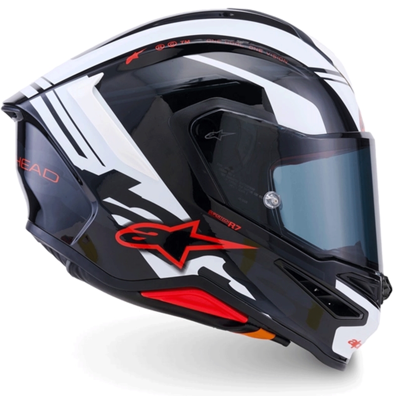 Alpinestars S-R7 A-Core pilna sejas motocikla ķivere melna-balta-sarkana