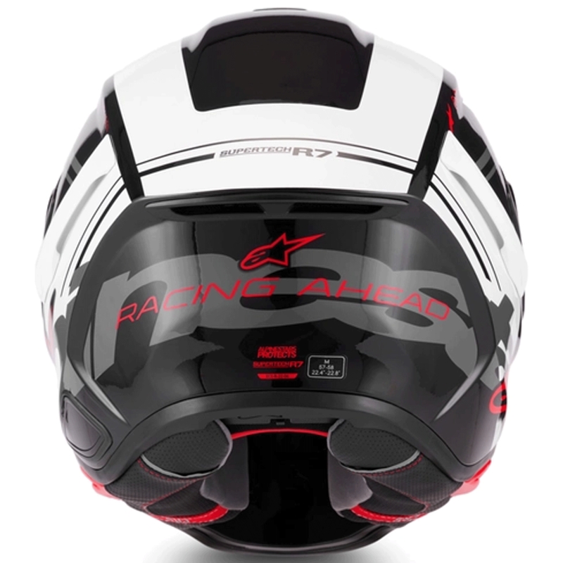 Alpinestars S-R7 A-Core pilna sejas motocikla ķivere melna-balta-sarkana