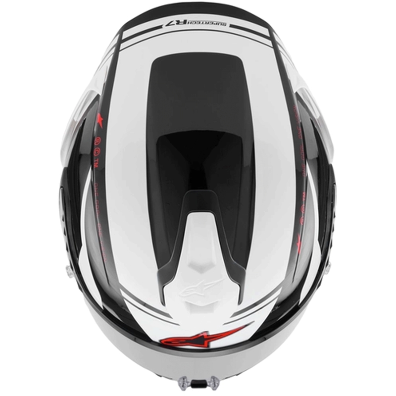 Alpinestars S-R7 A-Core pilna sejas motocikla ķivere melna-balta-sarkana