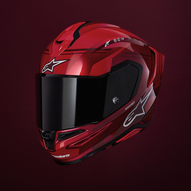 Alpinestars S-R7 A-Core pilna sejas motocikla ķivere sarkana-balta