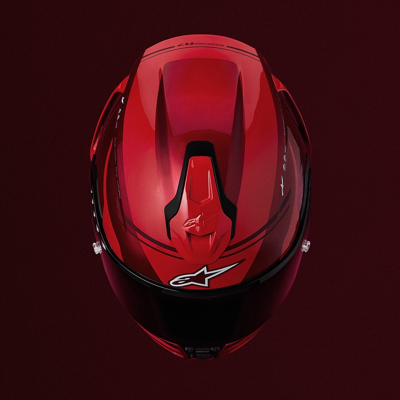 Alpinestars S-R7 A-Core pilna sejas motocikla ķivere sarkana-balta