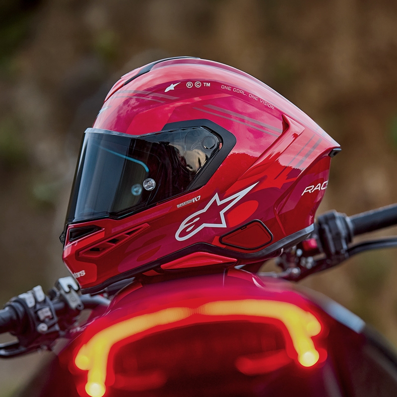 Alpinestars S-R7 A-Core pilna sejas motocikla ķivere sarkana-balta