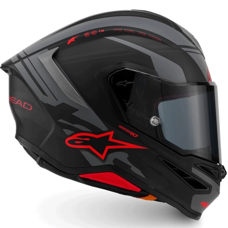 Integrální helma na motorku Alpinestars S-R7 A-Core černo-šedo-červená matná