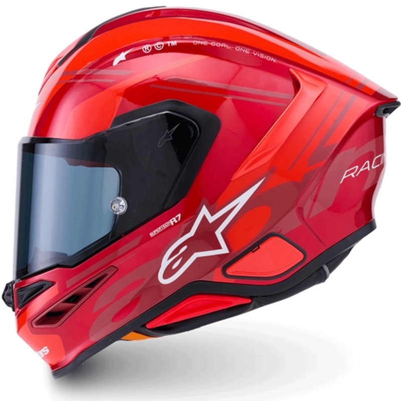 Alpinestars S-R7 A-Core pilna sejas motocikla ķivere sarkana-balta