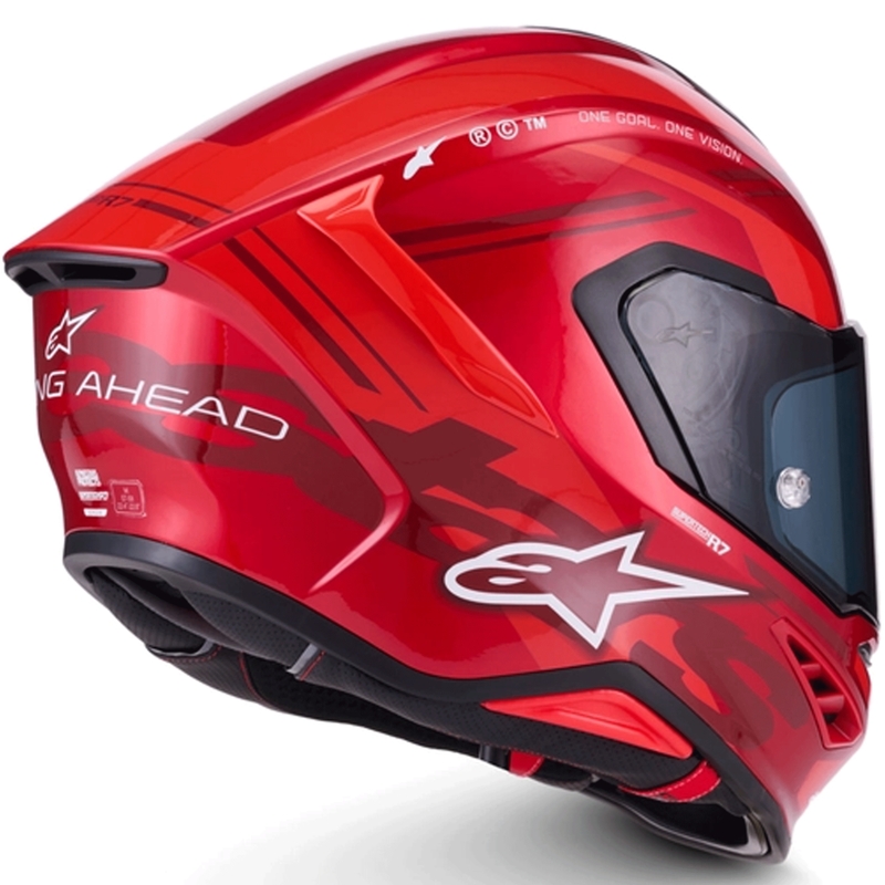 Alpinestars S-R7 A-Core pilna sejas motocikla ķivere sarkana-balta