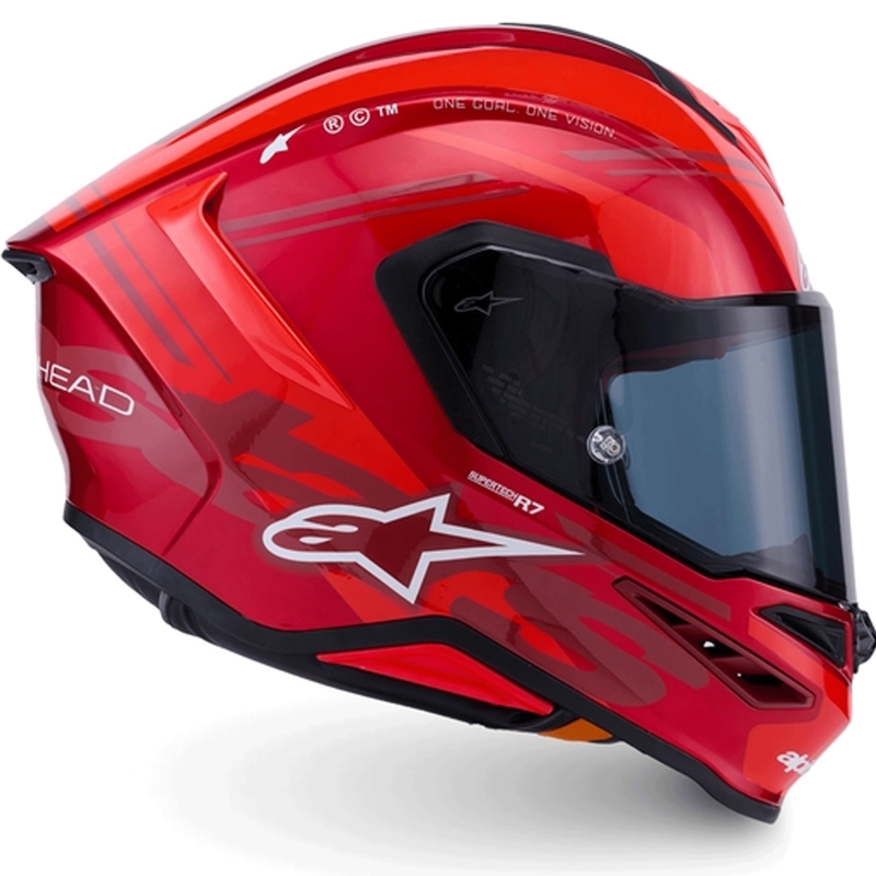 Alpinestars S-R7 A-Core pilna sejas motocikla ķivere sarkana-balta