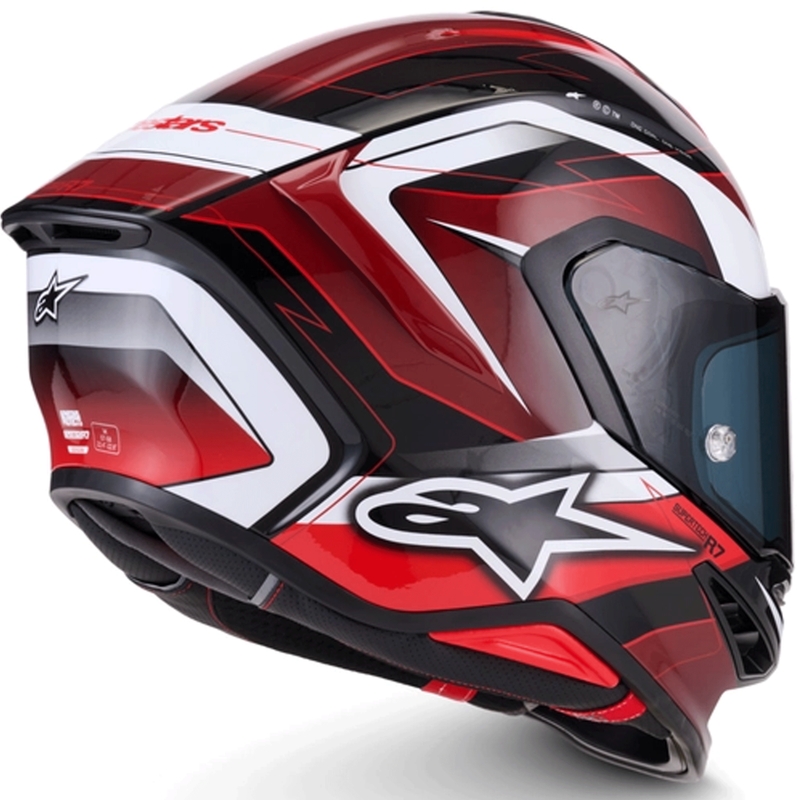 Alpinestars S-R7 Kinetis motocikla ķivere, melna-sarkana-balta