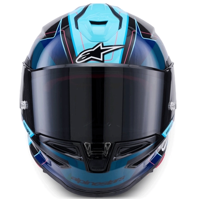 Alpinestars S-R7 Kinetis motocikla ķivere, melna-zila-fluorescējoši rozā-balta