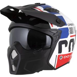 Modulāra motocikla ķivere Cassida Cross Country Code balta-sarkana-zila-melna