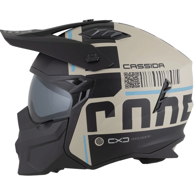 Modulāra motocikla ķivere Cross Country Code matēta smilšu-melna-gaiši zila