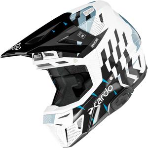 Motokrosa ķivere ar domofonu Cardo Venture balta-melna-zila