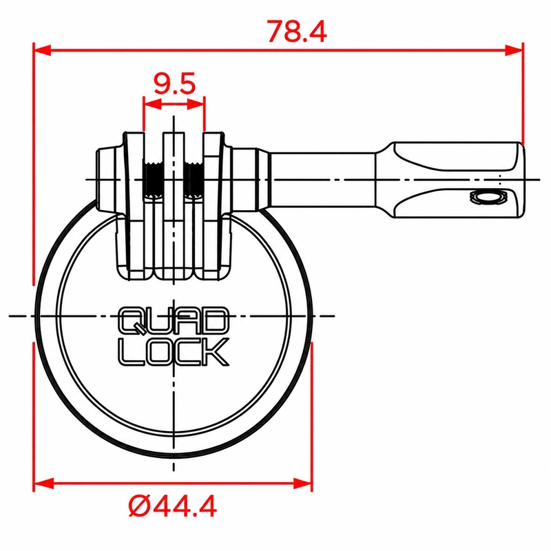 Quad Lock® sporta kameras adapteris — standarta GoPro, melns