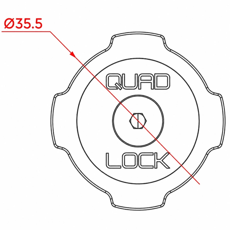 Quad Lock® automašīnas adapteri ar lodveida vāciņu, melni
