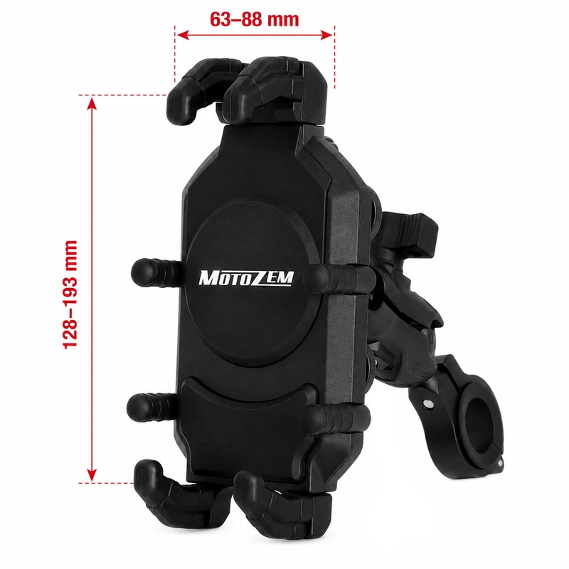 Vibrāciju slāpējošs mobilā tālruņa turētājs MotoZem Claw, melns