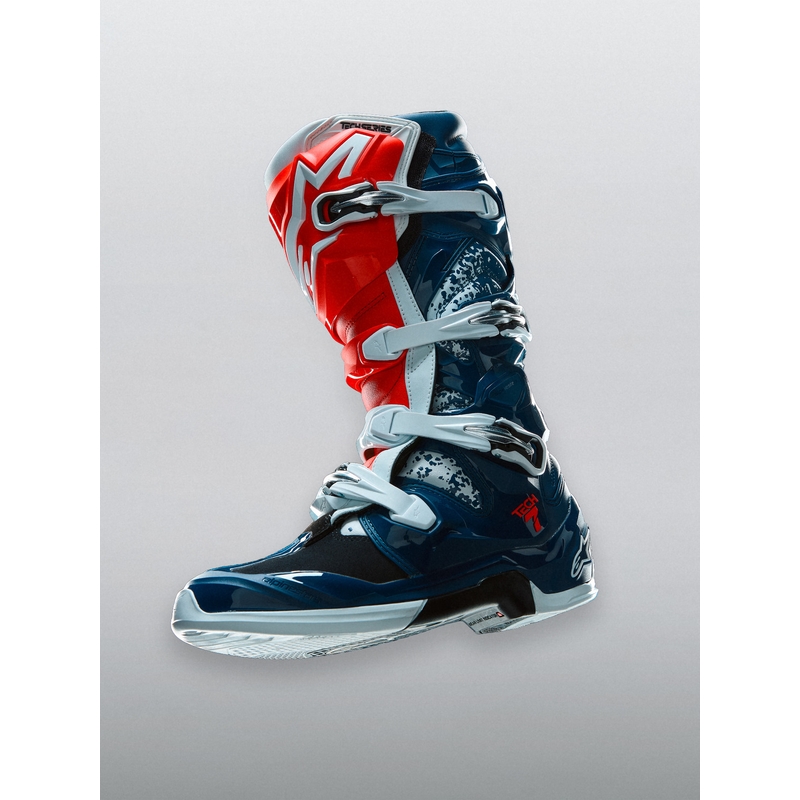 Alpinestars TECH 7 UNITY motokrosa zābaki sarkani-balti-zili