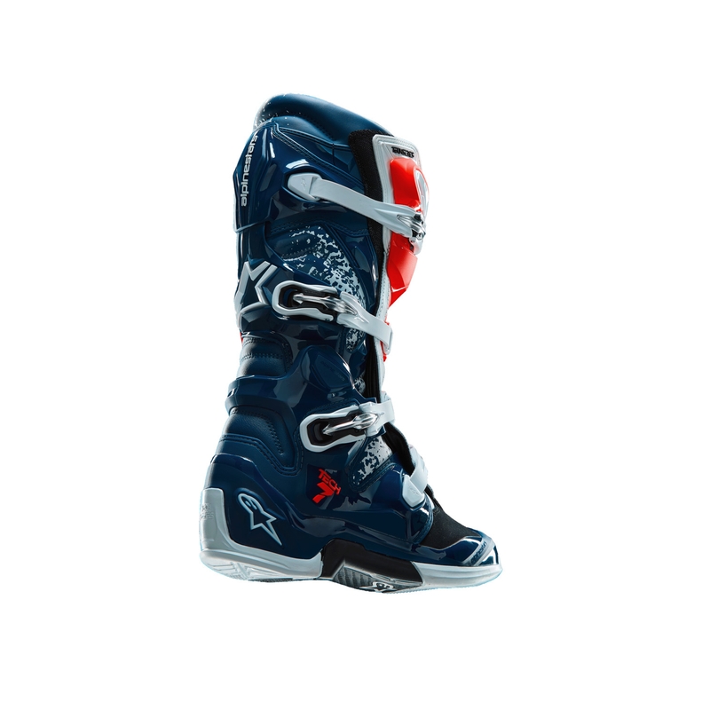 Alpinestars TECH 7 UNITY motokrosa zābaki sarkani-balti-zili