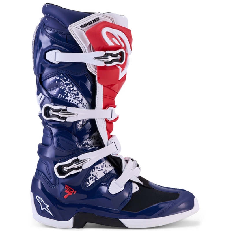 Alpinestars TECH 7 UNITY motokrosa zābaki sarkani-balti-zili
