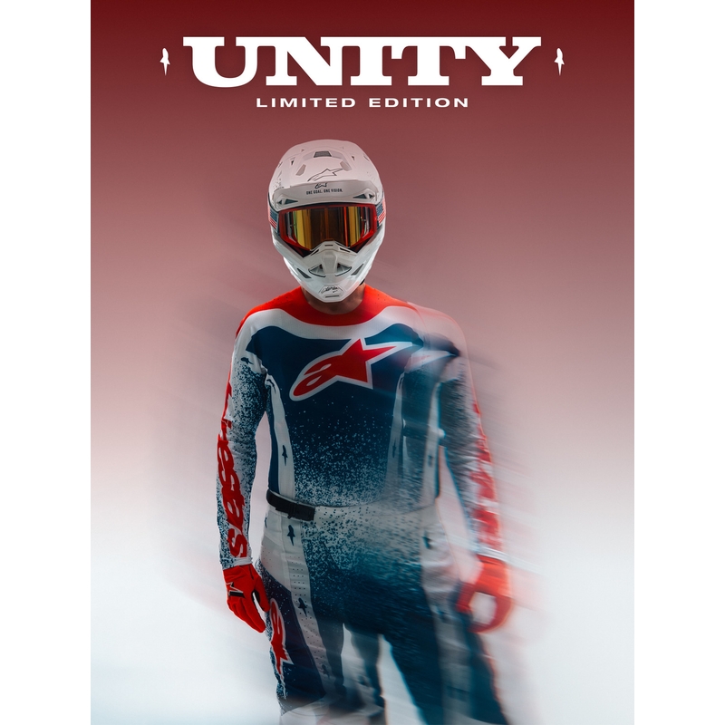 Alpinestars Techstar ierobežotā izdevuma Unity motokrosa krekls sarkanbaltzils