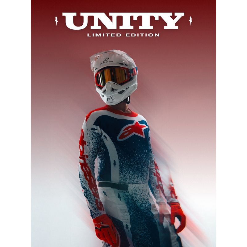 Alpinestars Techstar ierobežotā izdevuma Unity motokrosa krekls sarkanbaltzils