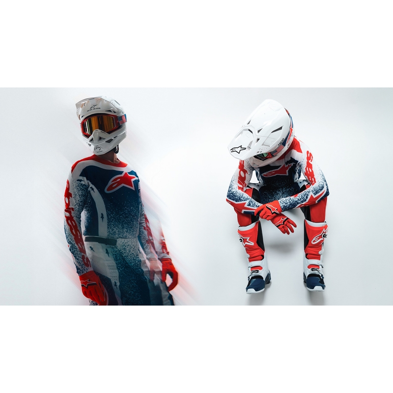 Alpinestars Techstar Limited Edition Unity sarkanas-baltas-zilas motokrosa bikses