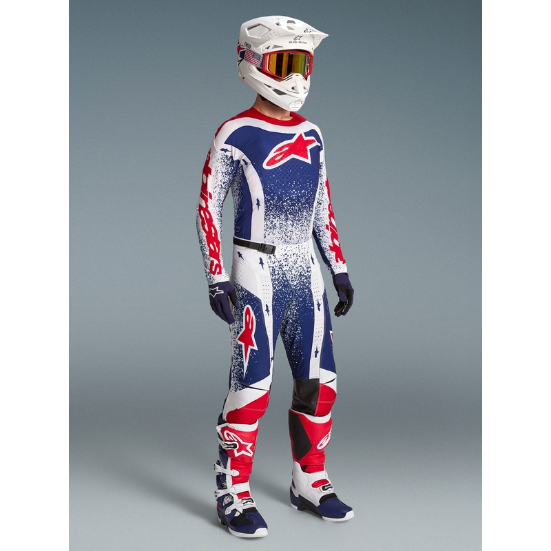 Alpinestars Techstar Limited Edition Unity sarkanas-baltas-zilas motokrosa bikses