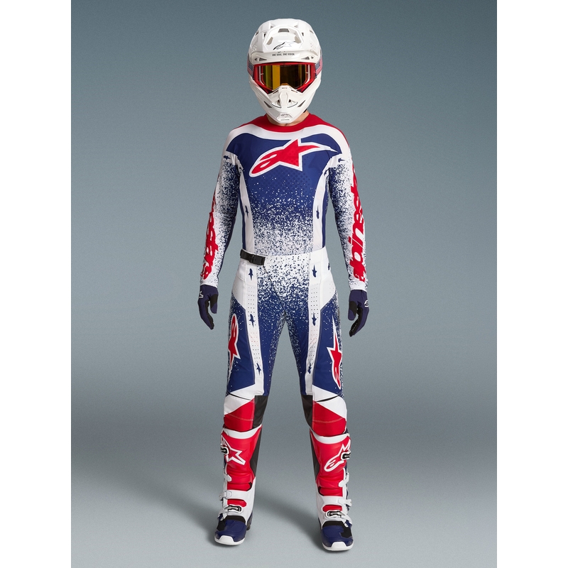 Alpinestars Techstar Limited Edition Unity sarkanas-baltas-zilas motokrosa bikses