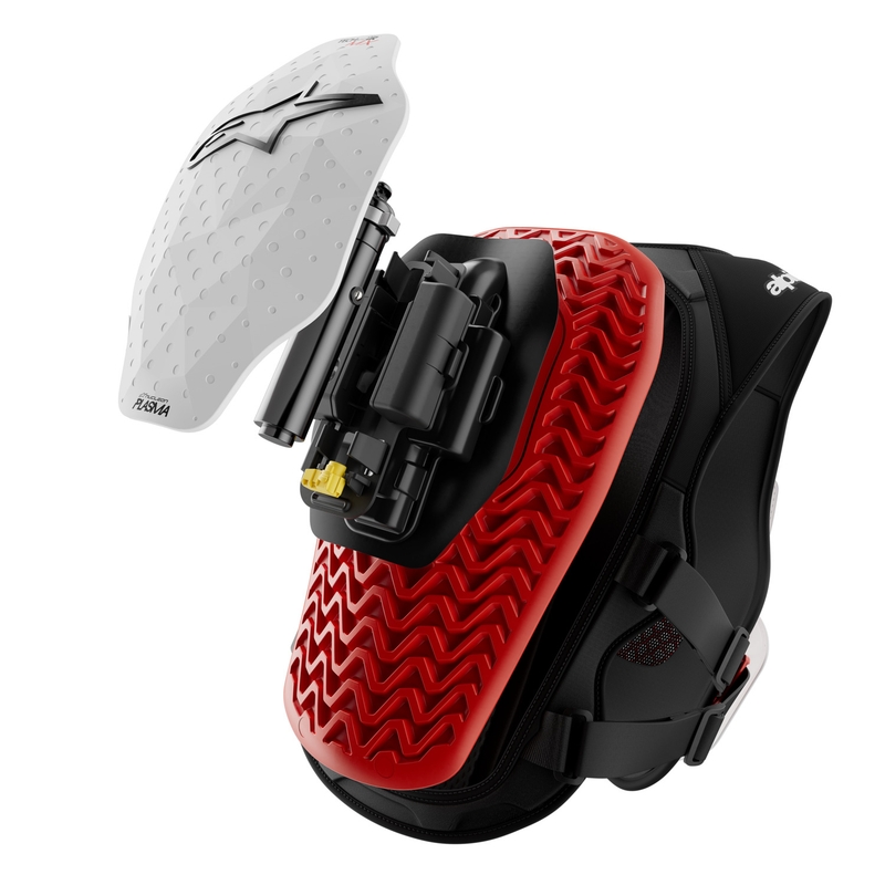 Alpinestars TECH-AIR®MX plazmas sistēmas gaisa spilvenu veste, balta-melna-sarkana