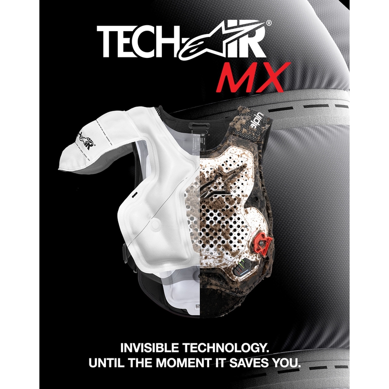 Alpinestars TECH-AIR®MX plazmas sistēmas gaisa spilvenu veste, balta-melna-sarkana