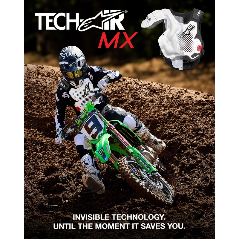Alpinestars TECH-AIR®MX plazmas sistēmas gaisa spilvenu veste, balta-melna-sarkana