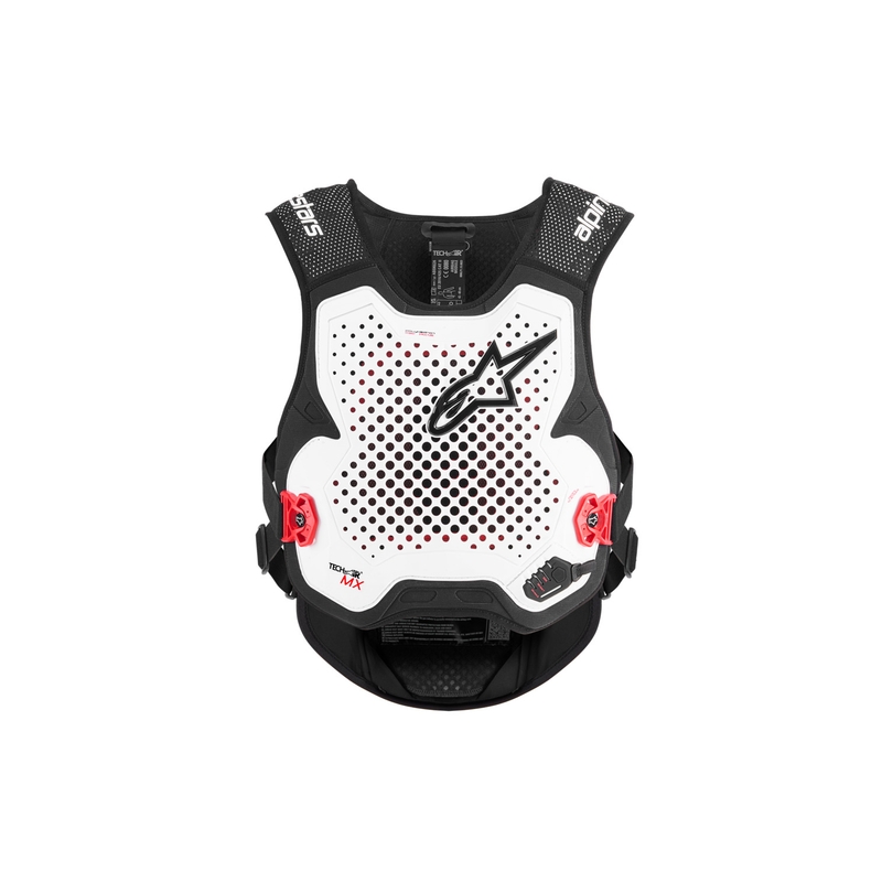 Alpinestars TECH-AIR®MX plazmas sistēmas gaisa spilvenu veste, balta-melna-sarkana