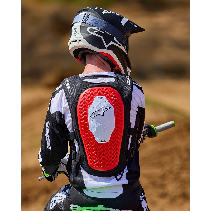 Alpinestars TECH-AIR®MX plazmas sistēmas gaisa spilvenu veste, balta-melna-sarkana