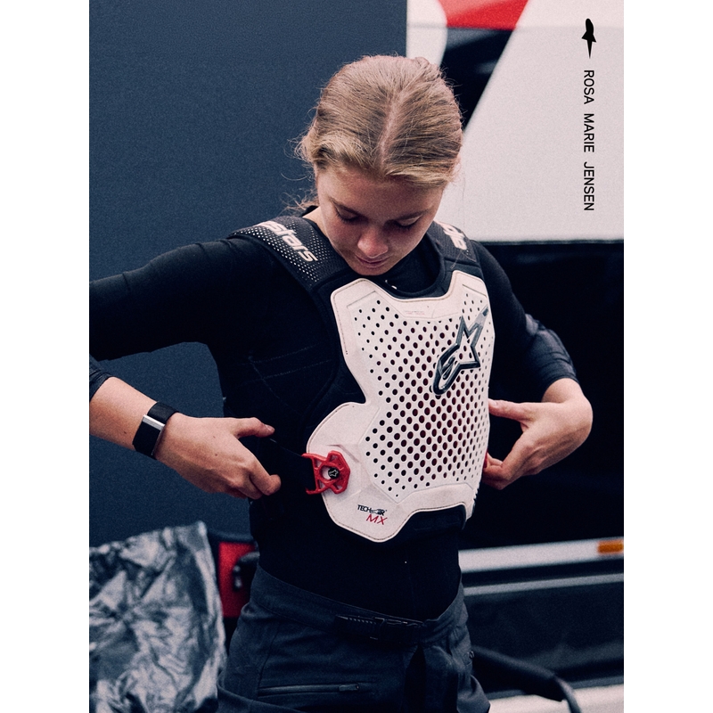 Alpinestars TECH-AIR®MX plazmas sistēmas gaisa spilvenu veste, balta-melna-sarkana
