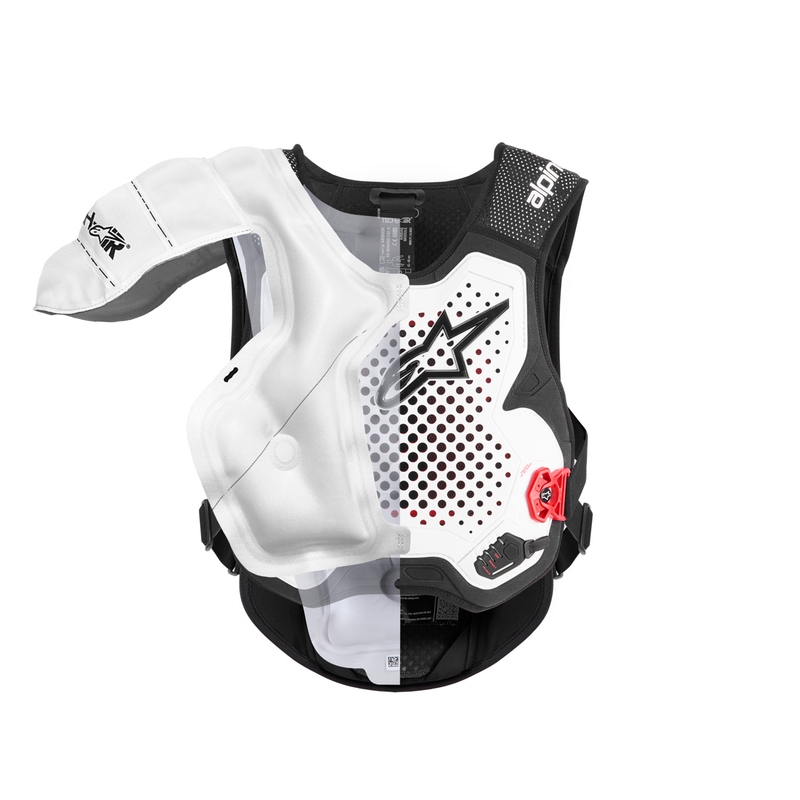 Alpinestars TECH-AIR®MX plazmas sistēmas gaisa spilvenu veste, balta-melna-sarkana