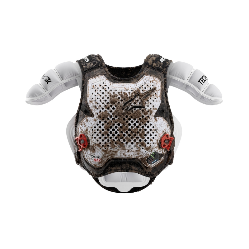 Alpinestars TECH-AIR®MX plazmas sistēmas gaisa spilvenu veste, balta-melna-sarkana