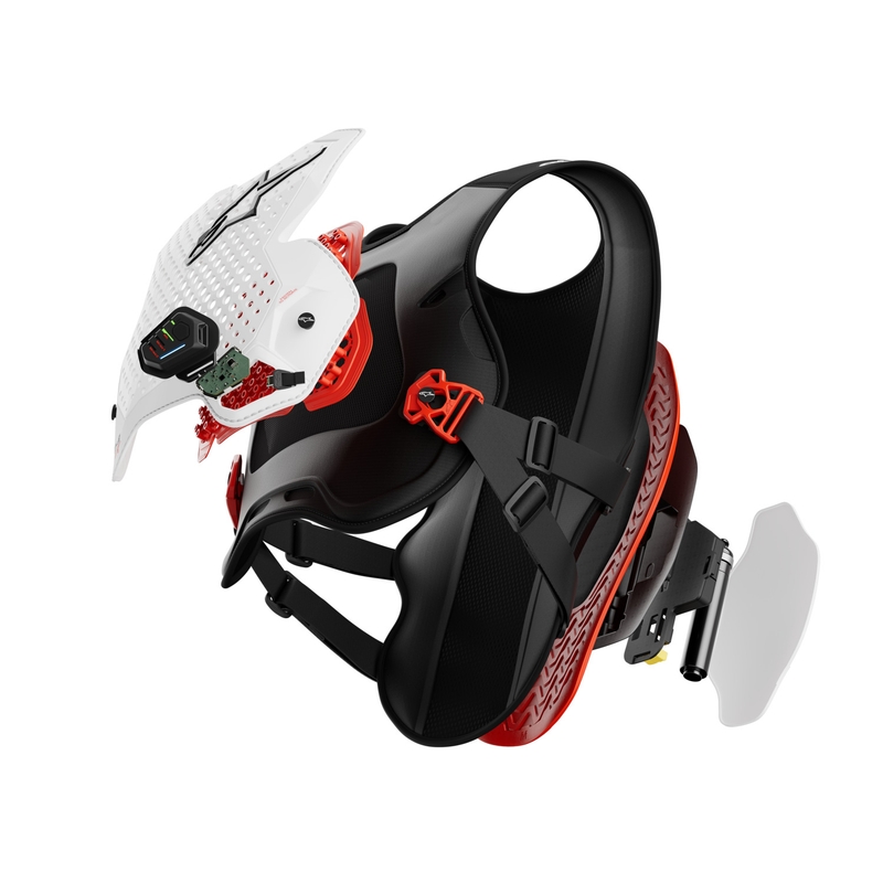 Alpinestars TECH-AIR®MX plazmas sistēmas gaisa spilvenu veste, balta-melna-sarkana